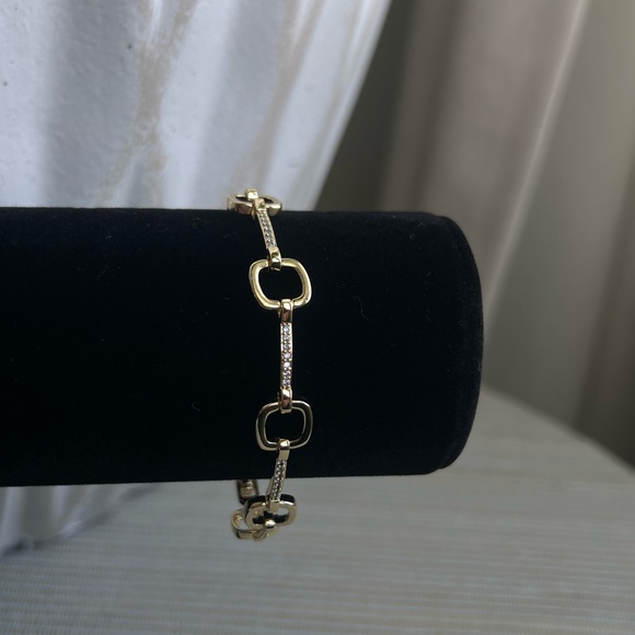 Jewelry - Gold squares with alternating Silver pavé Link Bracelet